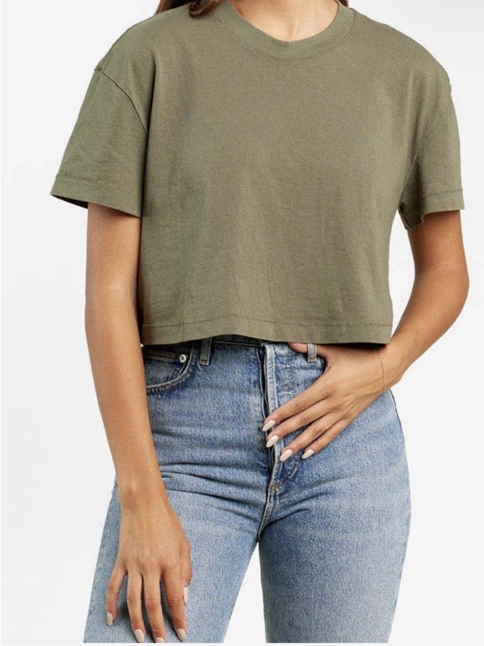 Olive Vintage Cropped Tee